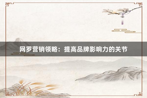 网罗营销领略：提高品牌影响力的关节